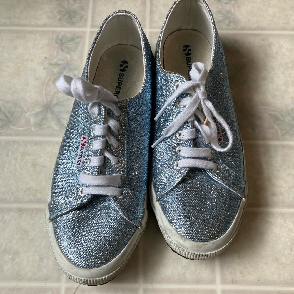 Superga Blue Glitter sneakers SOOC590 white‎ sole